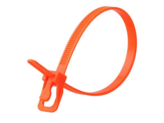 Picture of RETYZ EveryTie 8 Inch Fluorescent Orange Releasable Tie - 100 Pack