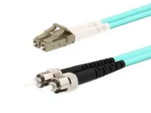 Show details for 1m Multimode Duplex Fiber Optic Patch Cable (50/125) OM3 Aqua - Laser Opt - LC to ST Picture of 1m Multimode Duplex Fiber Optic Patch Cable (50/125) OM3 Aqua - Laser Opt - LC to ST