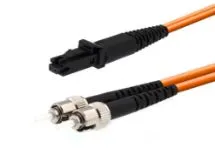 Show details for 1m Multimode Duplex Fiber Optic Patch Cable (50/125) - ST to MTRJ Picture of 1m Multimode Duplex Fiber Optic Patch Cable (50/125) - ST to MTRJ