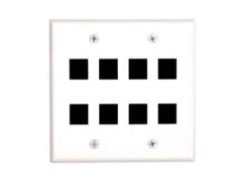 Picture of 8 Port Keystone Faceplate - Dual Gang - White