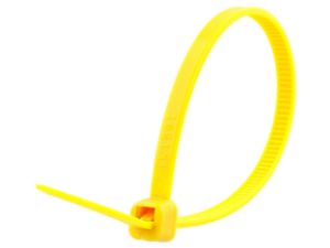 Picture of 6 Inch Yellow Nylon Cable Ties - 100 Pack, 40 Lbs Tensile Strength, UL Compliant