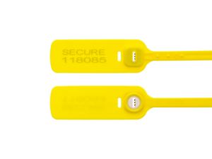 Picture of 19 Inch Yellow Pull Tight Plastic Seal w/ Steel Lock - 100 Pack