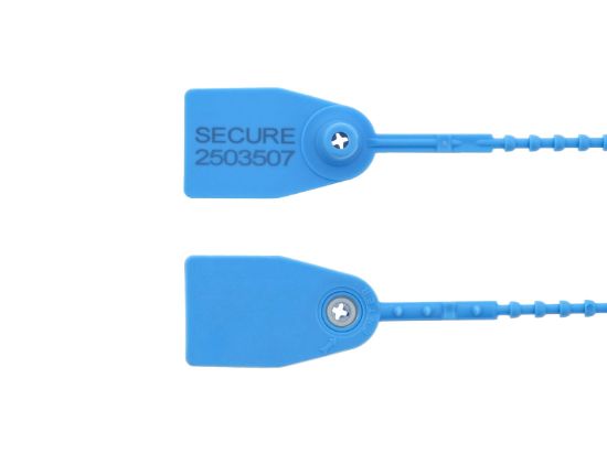 Picture of 11.5 Inch Blue Pull Tight Plastic Seals - 100 Pack