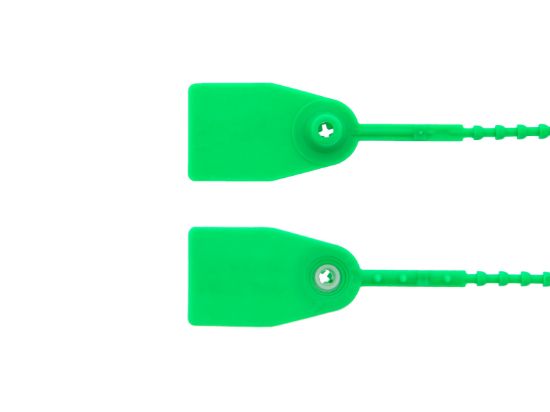 Picture of 11.5 Inch Green Pull Tight Plastic Seal, 100 Pack, Blank, 39 Lbs Tensile Strength