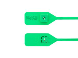 Picture of 13 Inch Green Tear Away Plastic Seal w/ Steel Lock - 100 Pack