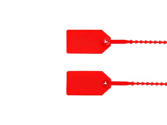 Picture of 8 Inch Red Light-Duty Pull Tight Plastic Seals - 100 Pack