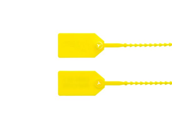 Picture of 8 Inch Yellow Light-Duty Pull Tight Plastic Seals - 100 Pack