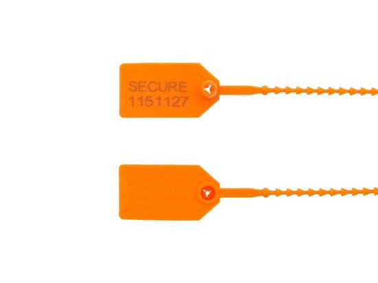 Picture of 8 Inch Light-Duty Orange Pull Tight Plastic Seals - 100 Pack