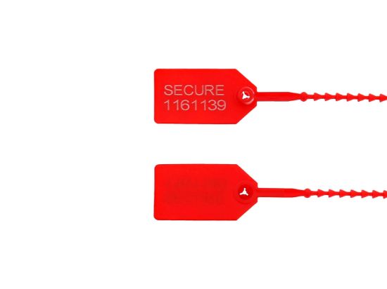 Picture of 8 Inch Red Light-Duty Pull Tight Plastic Seals - 100 Pack