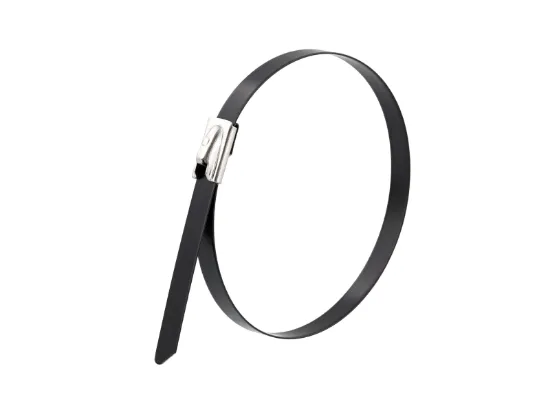 Picture of 8 Inch Black Coated Stainless Steel Cable Ties - 100 Pack