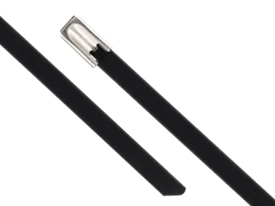 Picture of 27 Inch Black Coated Stainless Steel Cable Ties - 100 Pack
