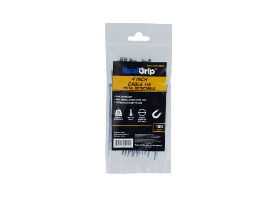 Picture of 4 Inch Blue Metal Detectable Miniature Cable Tie - 100 Pack