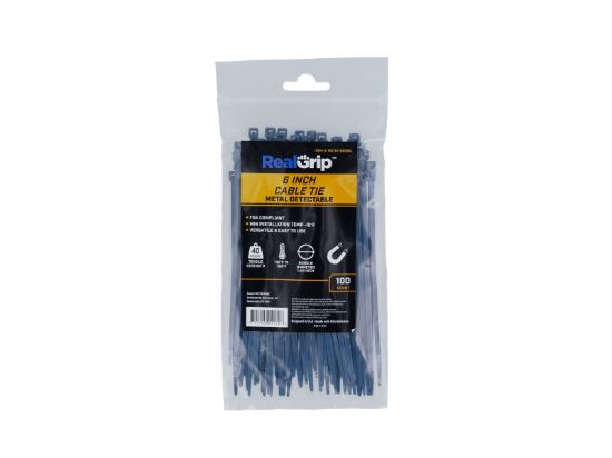 Picture of 6 Inch Blue Metal Detectable Intermediate Cable Tie - 100 Pack