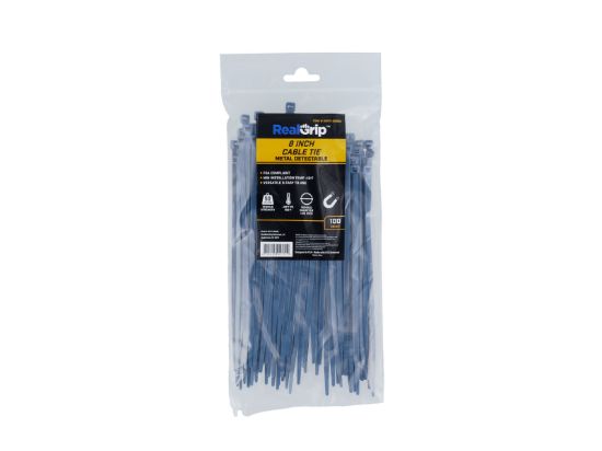 Picture of 8 Inch Blue Metal Detectable Standard Cable Tie - 100 Pack